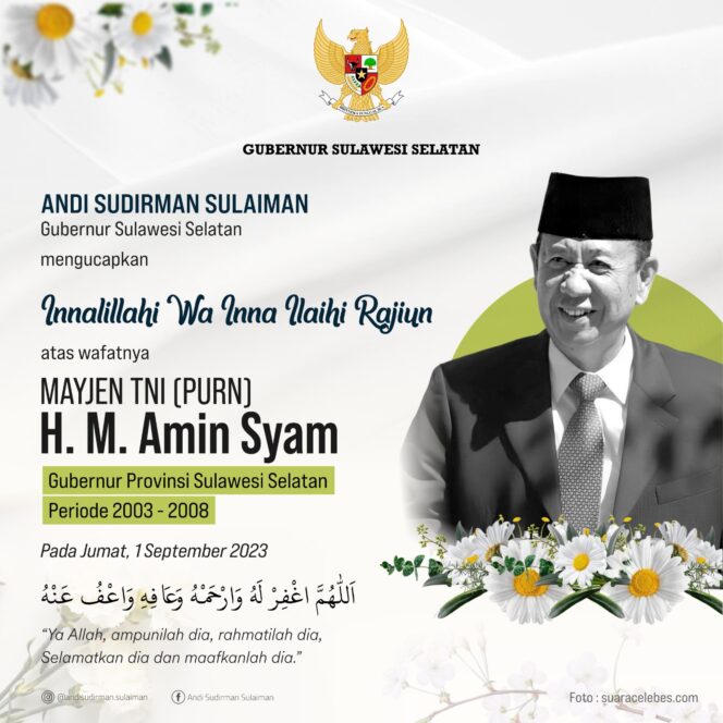 
					Andi Sudirman Sampaikan Duka atas Wafatanya Gubernur Sulsel Periode 2003-2008 Amin Syam