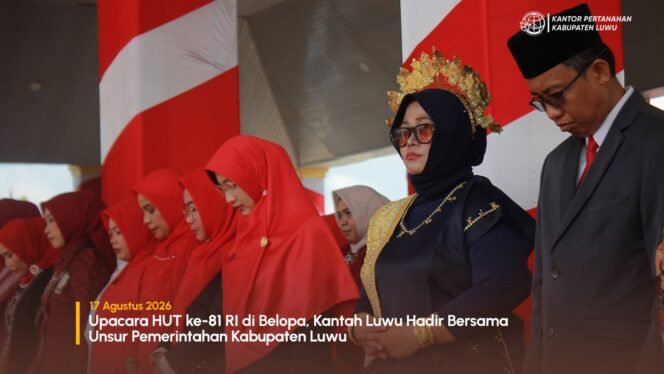 
					Upacara HUT ke-81 RI di Belopa, Kantah Luwu Hadir Bersama Unsur Pemerintahan Kabupaten Luwu