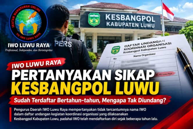 
					Kesbangpol Luwu Disorot, IWO Pertanyakan Transparansi Pendataan Organisasi