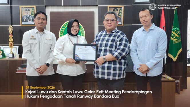 
					Kejari Luwu dan Kantah Luwu Gelar Exit Meeting Pendampingan Hukum Pengadaan Tanah Runway Bandara Bua