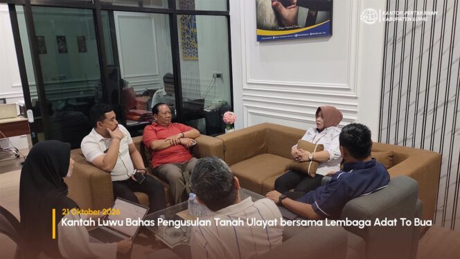 
					Kantah Luwu Bahas Pengusulan Tanah Ulayat bersama Lembaga Adat To’ Bua