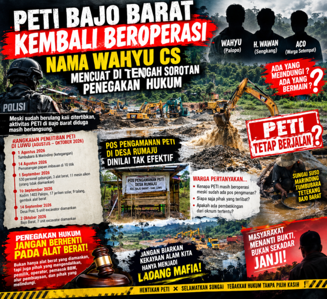
					PETI Bajo Barat Kembali Beroperasi, Nama Wahyu Cs Mencuat di Tengah Sorotan Penegakan Hukum